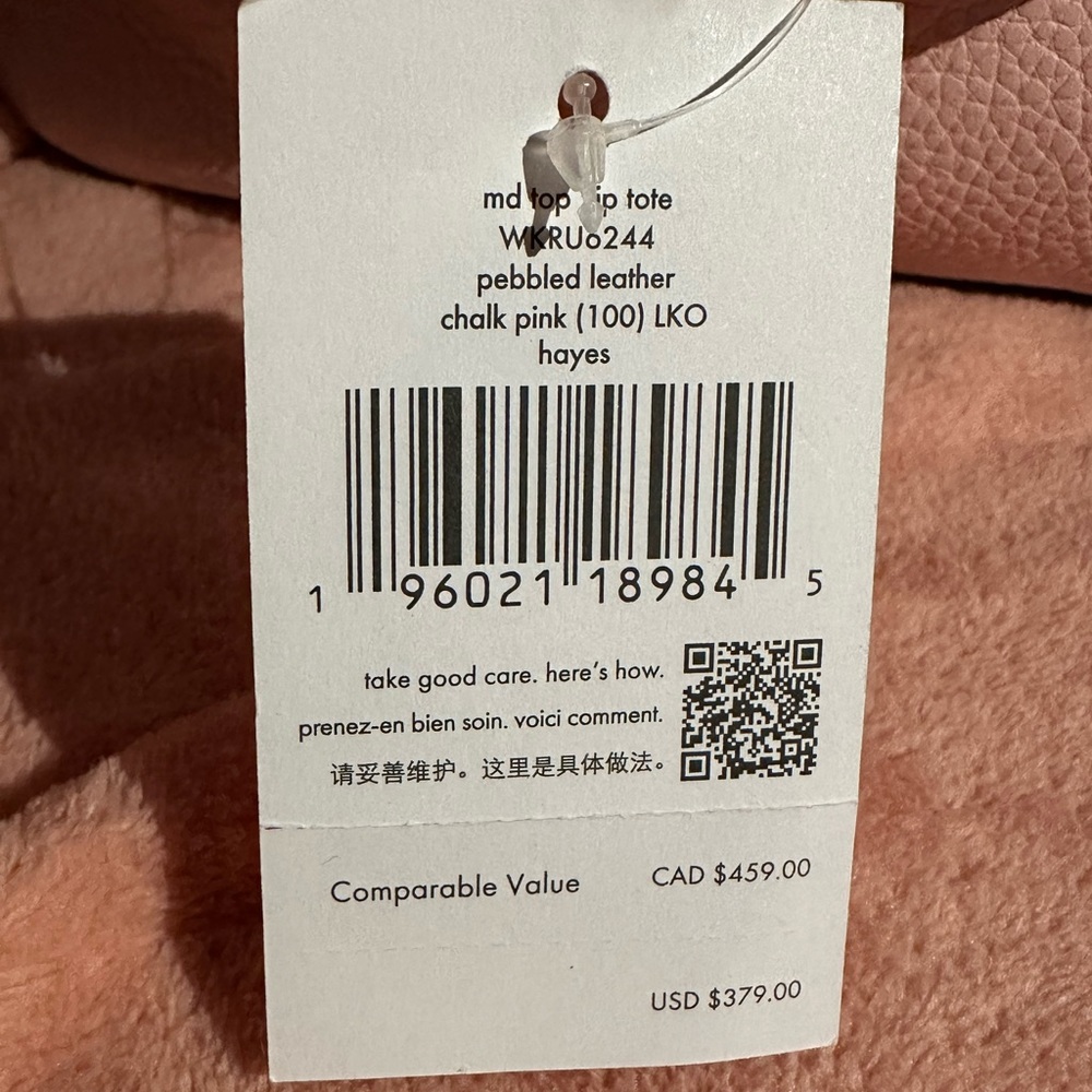 Kate spade pink zip tote